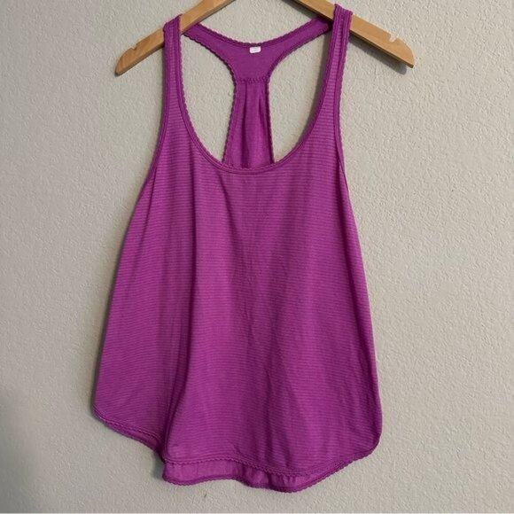 Lululemon 105 F Singlet Tank Top Raspberry Heathered Ultra Violet Pink Stripe 6 - Picture 3 of 8